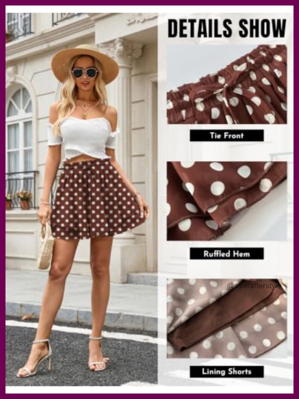 Flowy Chiffon Ruffle Shorts High Waist A-Line Mini Skirt - Picture 5 of 6